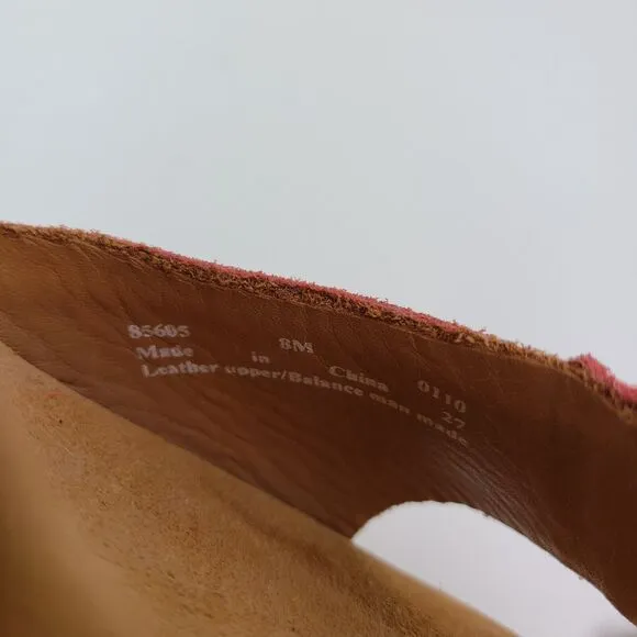Clarks Elements Womens Size 8 Red Suede Cork 3.25&quot; Wedge Platform Sandals 85605