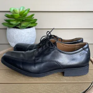 Clarks Tilden Walk Black Leather Oxford Dress Shoes Men's Size 10