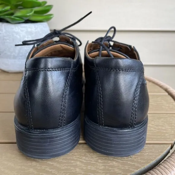 Clarks Tilden Walk Black Leather Oxford Dress Shoes Men's Size 10