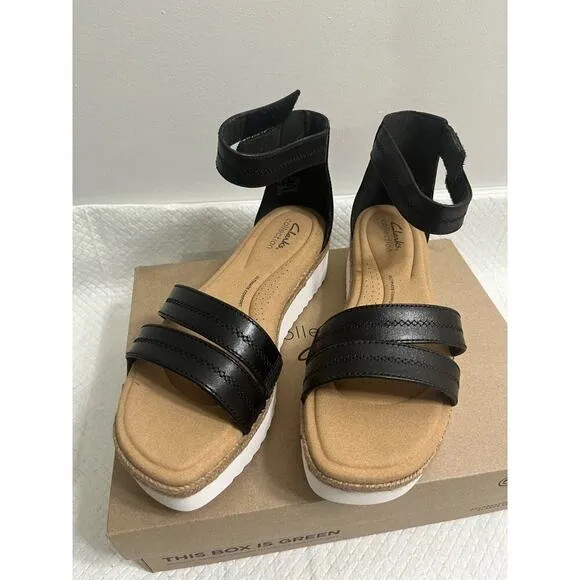 Clarks Womens Lana  Leather Ankle Strap Platform Sandals , Size 10M