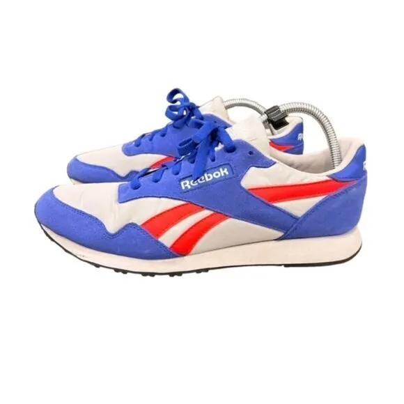 Classic Nylon Reebok’s  Suede Blue/White /Flash Red NWOB Size 10.5 Casual Preppy