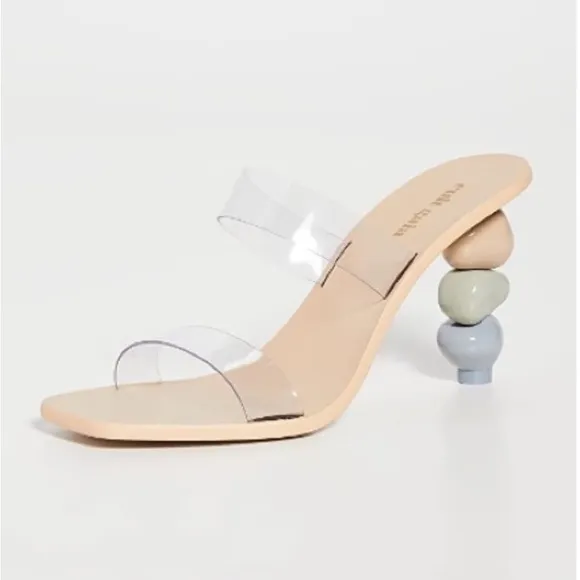 Clear Strap Sculptural Heel Sandal
