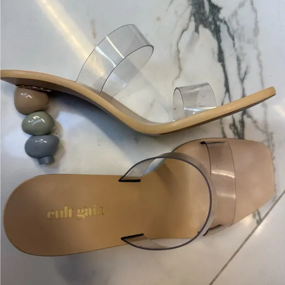 Clear Strap Sculptural Heel Sandal