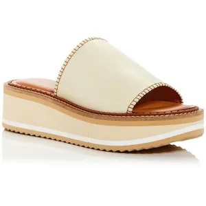 Clergerie Paris Womens Fastsp Ivory Faux Leather Platform Slide Sandals New