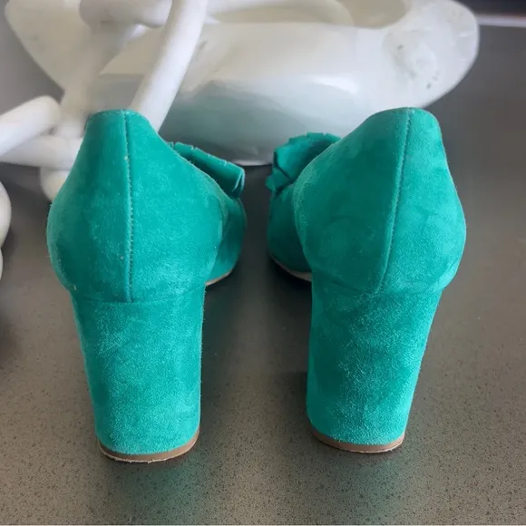 Club Monaco Teal Suede Fringe Heels - Size 37 1/2