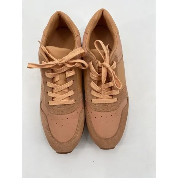 Club Monaco Women's Sneaker Zoe Runner Orange Leather Suede Shoes Size 42 US 11