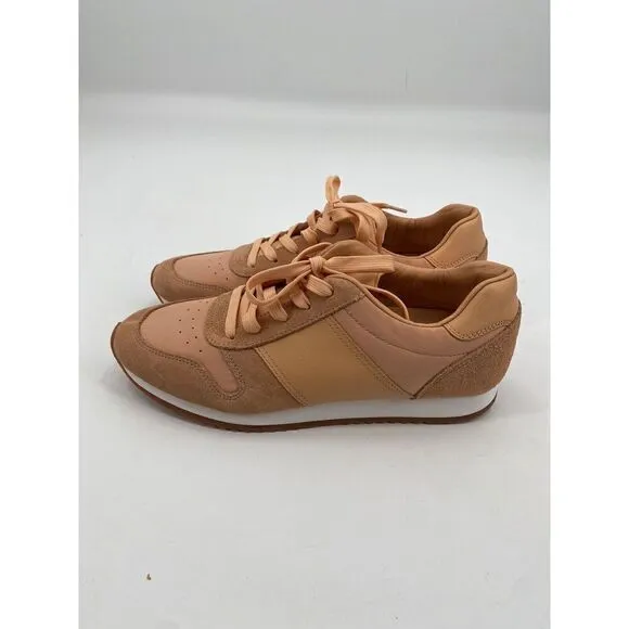 Club Monaco Women's Sneaker Zoe Runner Orange Leather Suede Shoes Size 42 US 11