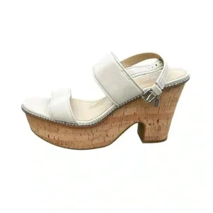 Coach Cork Heel Sandal Leather Platform Chalk Beige Quartz Sandals 9