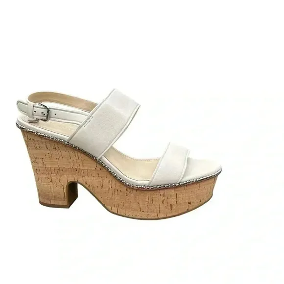 Coach Cork Heel Sandal Leather Platform Chalk Beige Quartz Sandals 9