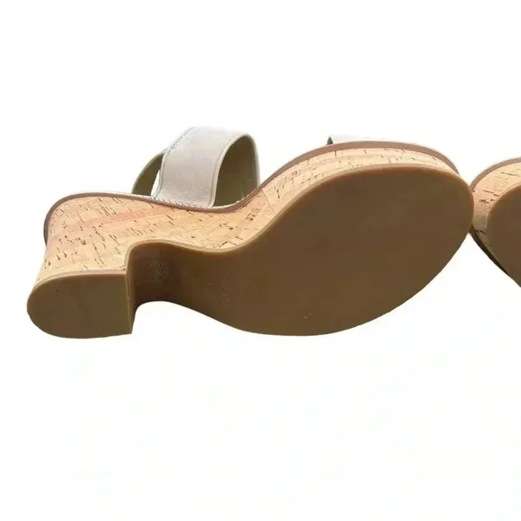Coach Cork Heel Sandal Leather Platform Chalk Beige Quartz Sandals 9