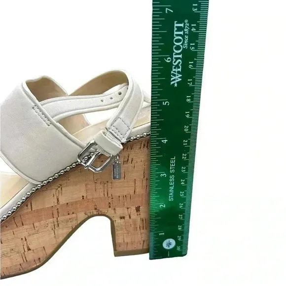 Coach Cork Heel Sandal Leather Platform Chalk Beige Quartz Sandals 9