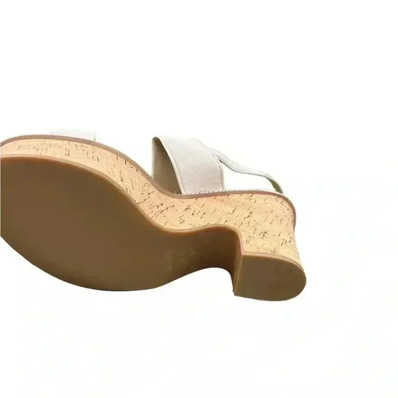 Coach Cork Heel Sandal Leather Platform Chalk Beige Quartz Sandals 9