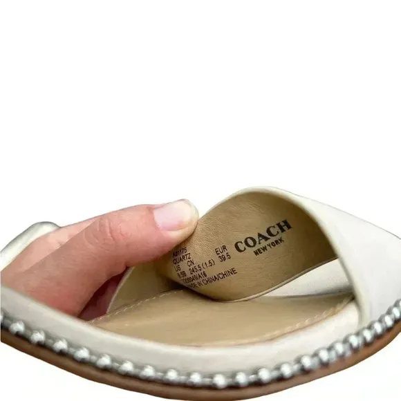Coach Cork Heel Sandal Leather Platform Chalk Beige Quartz Sandals 9