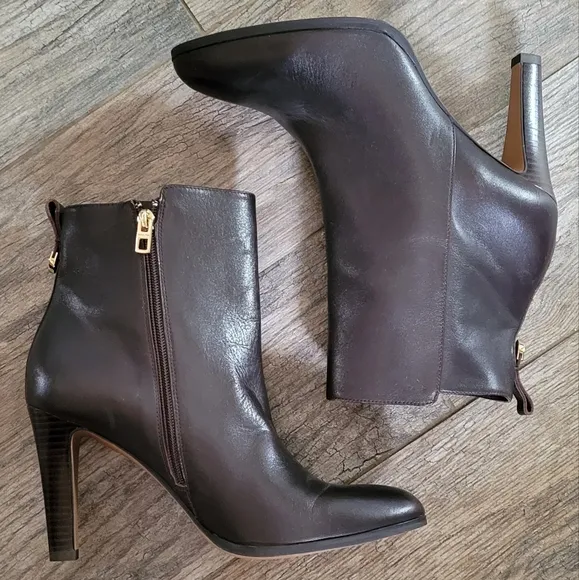 COACH Jemma Calf Leather Bootie Boots Quiet Luxury Heeled Classic Designer Brown