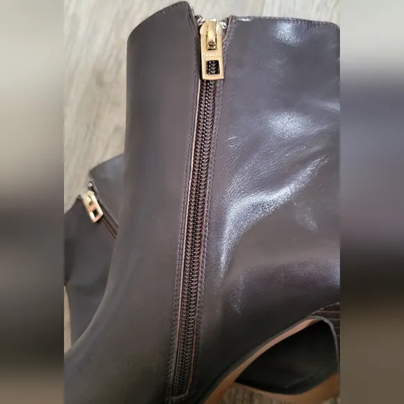 COACH Jemma Calf Leather Bootie Boots Quiet Luxury Heeled Classic Designer Brown