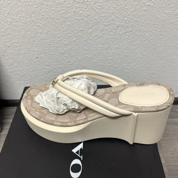 Coach Women's Cream Platform Sandals
