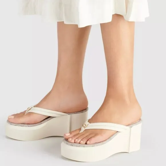 Coach Women's Cream Platform Sandals