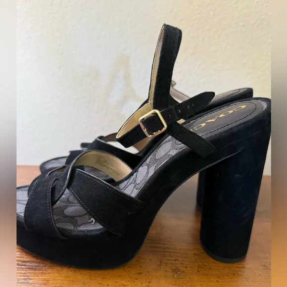 COACH Women's Talina Platform Dress Sandals Black 10‎