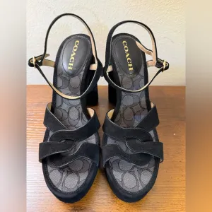 COACH Women's Talina Platform Dress Sandals Black 10‎