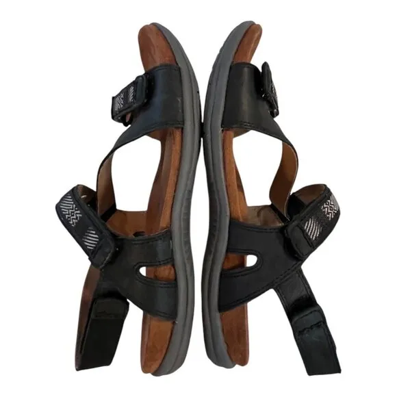 Cobb Hill Womens Rubey Black Strappy Asymmetrical Leather Sandals Size 9