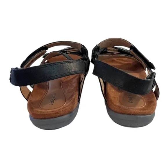 Cobb Hill Womens Rubey Black Strappy Asymmetrical Leather Sandals Size 9