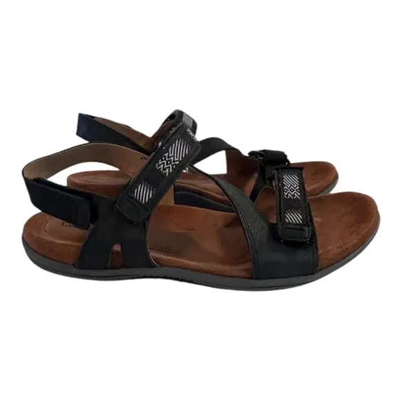 Cobb Hill Womens Rubey Black Strappy Asymmetrical Leather Sandals Size 9