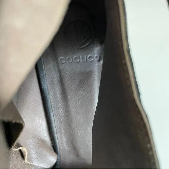 Coclico Anthropologie clogs wooden platform wedge black leather cut out shoe 7.5