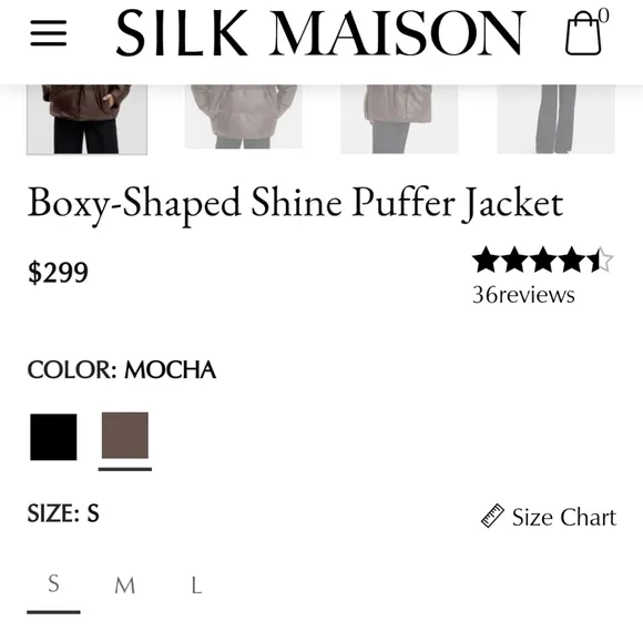 Cocoa leather chic puffer SM the Alo espresso Silk Maison brown boxy fit s