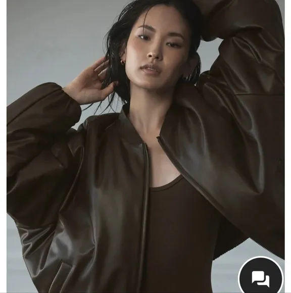 Cocoa leather chic puffer SM the Alo espresso Silk Maison brown boxy fit s