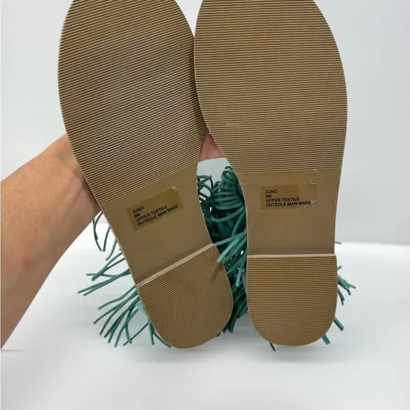 Coconuts by Matisse Juno Suede Fringe Sandals Gladiator Turquoise 8M