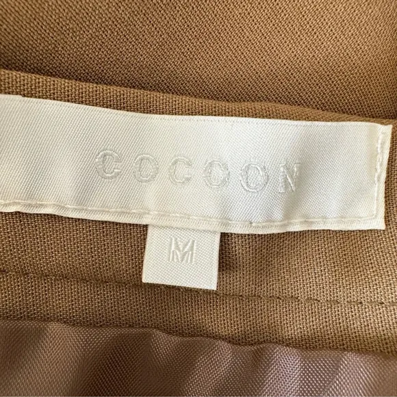 Cocoon A line camel Midi Skirt Size Medium Vintage Side slit
