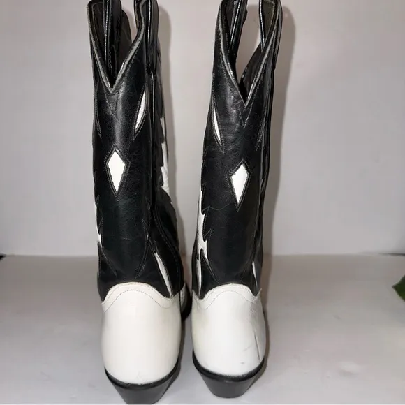 Code West Sz 7 Vintage White Lighting Western Rodeo Boots RARE