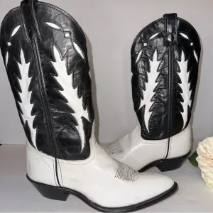 Code West Sz 7 Vintage White Lighting Western Rodeo Boots RARE