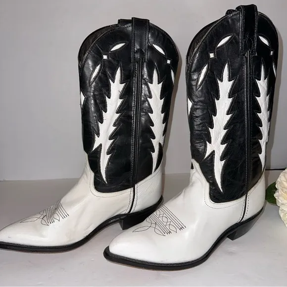 Code West Sz 7 Vintage White Lighting Western Rodeo Boots RARE