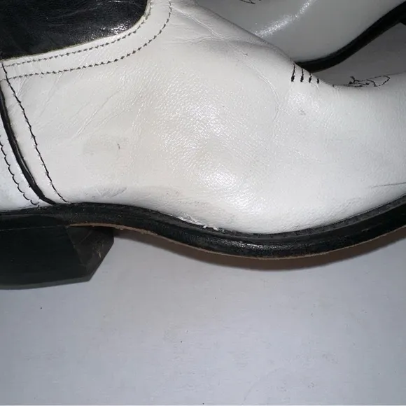 Code West Sz 7 Vintage White Lighting Western Rodeo Boots RARE