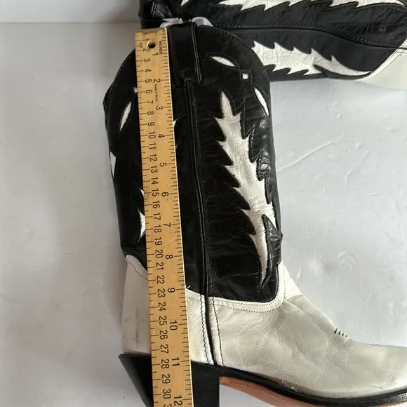 Code West Sz 7 Vintage White Lighting Western Rodeo Boots RARE