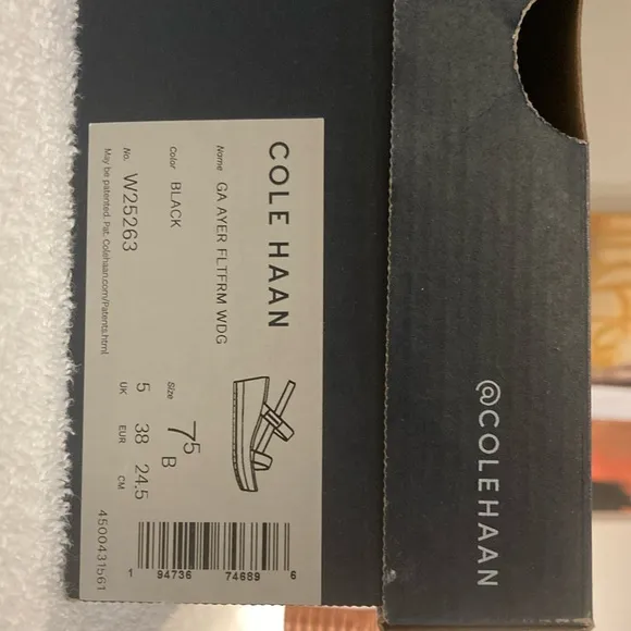 Cole Haan Black Wedge Sandals Size 7 1/2