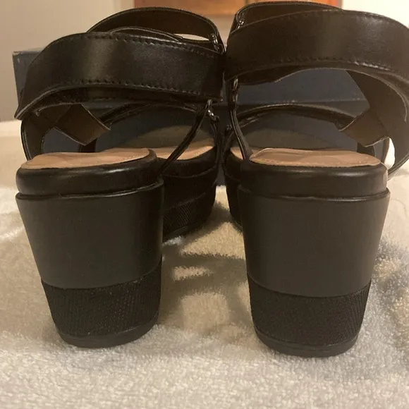 Cole Haan Black Wedge Sandals Size 7 1/2