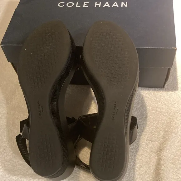 Cole Haan Black Wedge Sandals Size 7 1/2