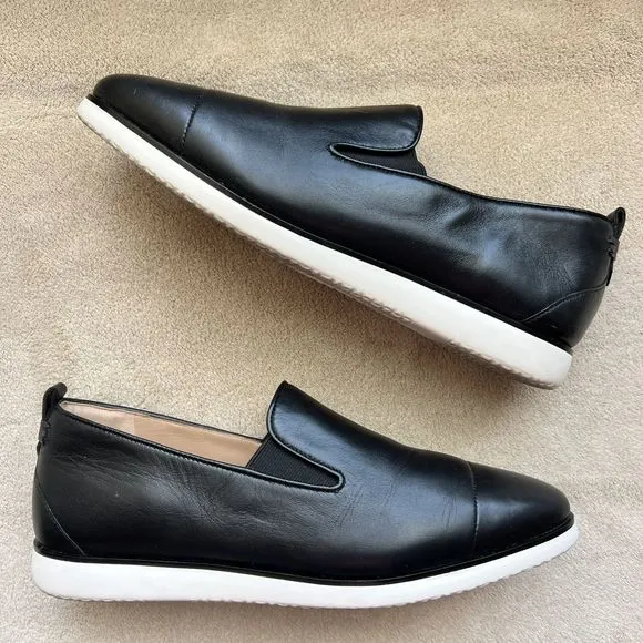 Cole Haan Grand Ambition Black Leather Slip On Loafer Sneakers Women 9B W16403