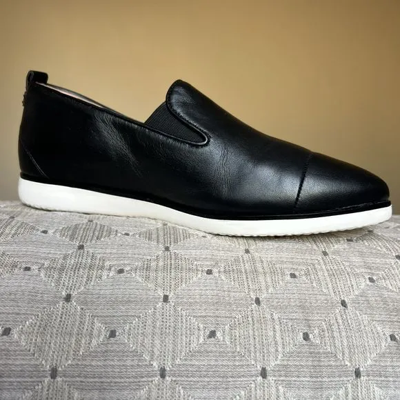 Cole Haan Grand Ambition Black Leather Slip On Loafer Sneakers Women 9B W16403