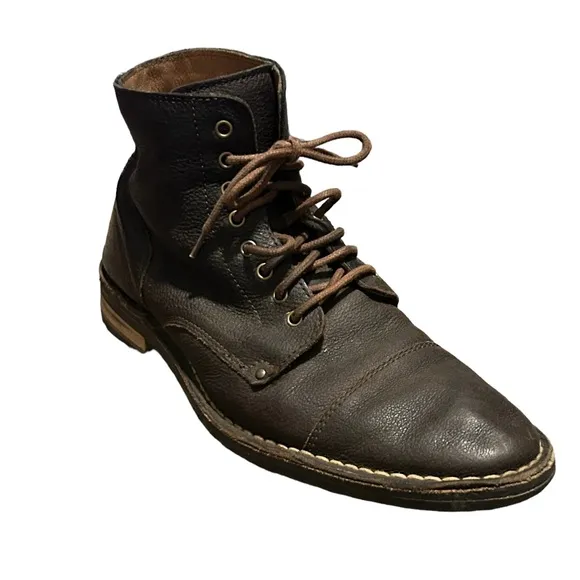 COLE HAAN Men's Dark Brown Leather Lace Up Vintage Style Chukka Boots-Size 7