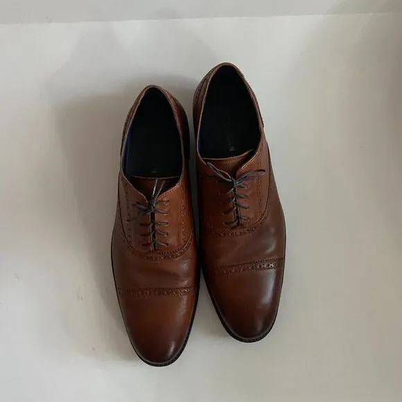 Cole Haan Wayne Cap Brown Leather Oxford Men's Dress Shoes Size 12M C30689 Lined