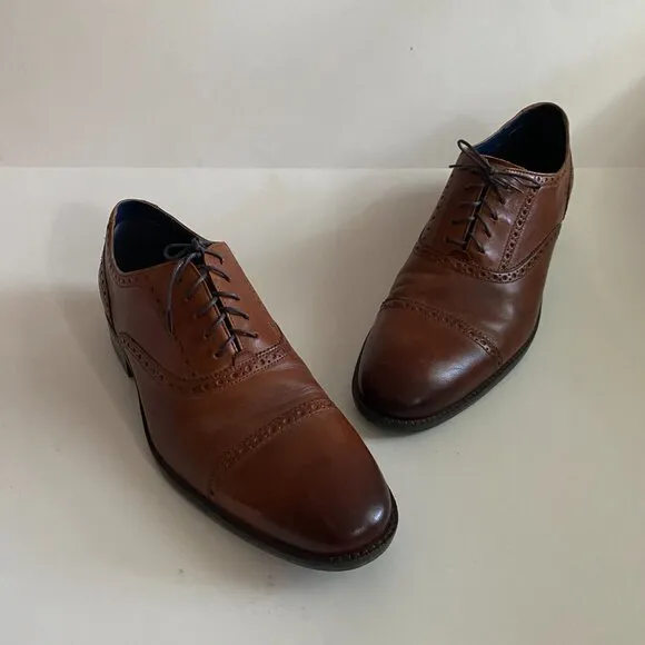 Cole Haan Wayne Cap Brown Leather Oxford Men's Dress Shoes Size 12M C30689 Lined