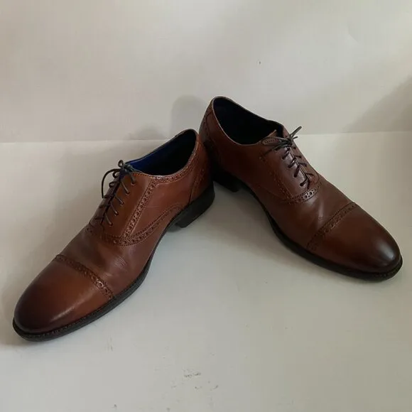 Cole Haan Wayne Cap Brown Leather Oxford Men's Dress Shoes Size 12M C30689 Lined