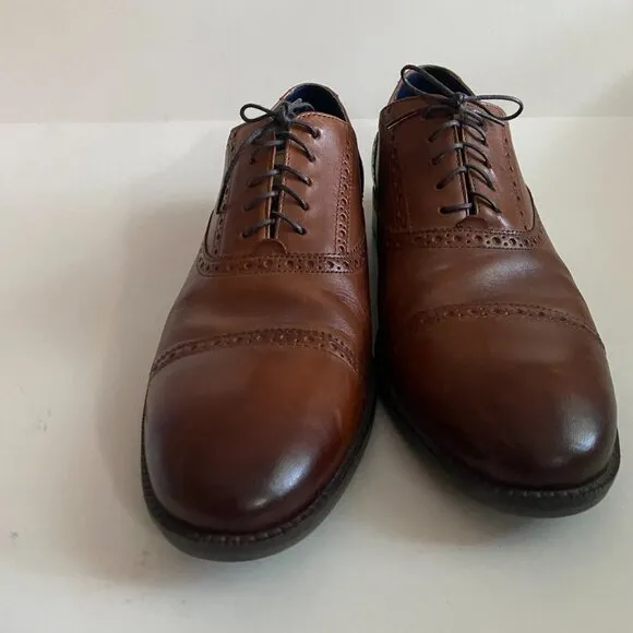 Cole Haan Wayne Cap Brown Leather Oxford Men's Dress Shoes Size 12M C30689 Lined