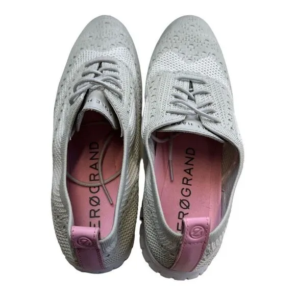 Cole Haan Women's Zerogrand Stitchlite Wingtips Oxford Shoes Optic White Sz 10.5