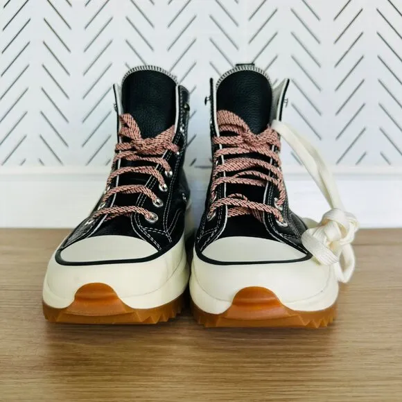🤩Converse 8.5 Women's Shoes Run Star Hike Platform Leather Hi Top A04306C Black