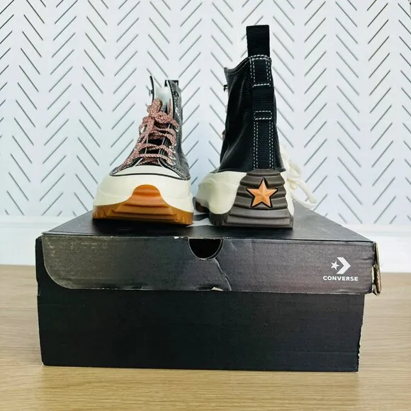 🤩Converse 8.5 Women's Shoes Run Star Hike Platform Leather Hi Top A04306C Black