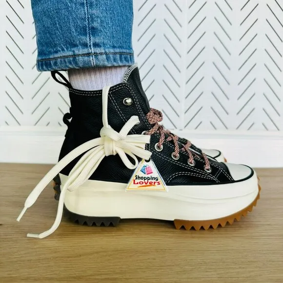 🤩Converse 8.5 Women's Shoes Run Star Hike Platform Leather Hi Top A04306C Black